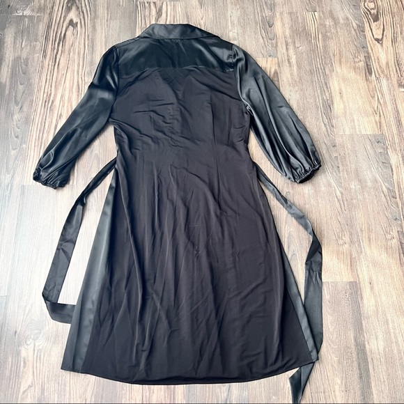 BCBGMaxAzria NWT Black Front Pleated Silk Blend Waist Tie Dress - Picture 5 of 16